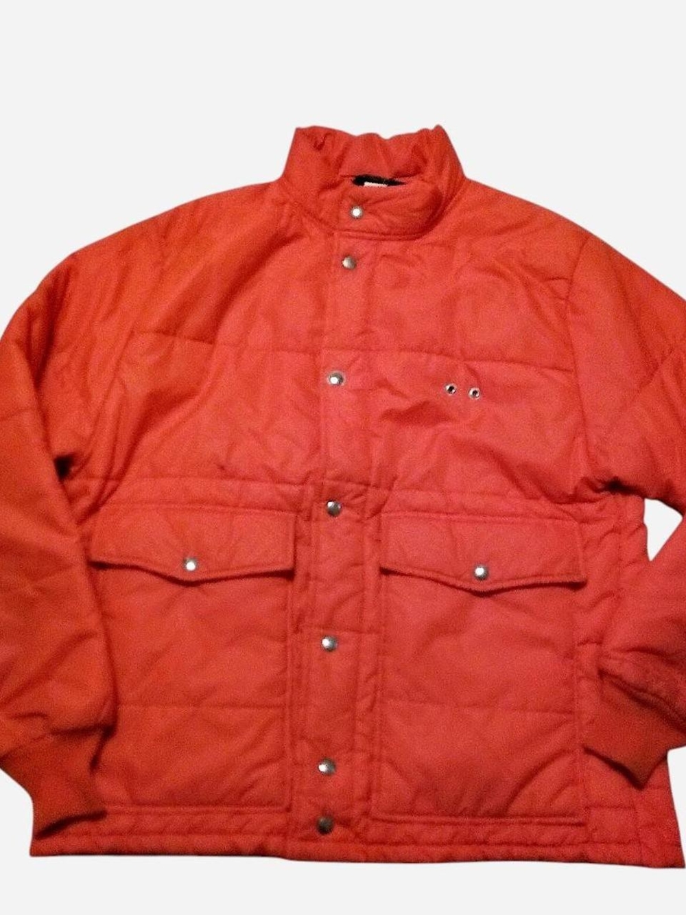 Men's Red Quilted Puffer Jacket with Snap Front